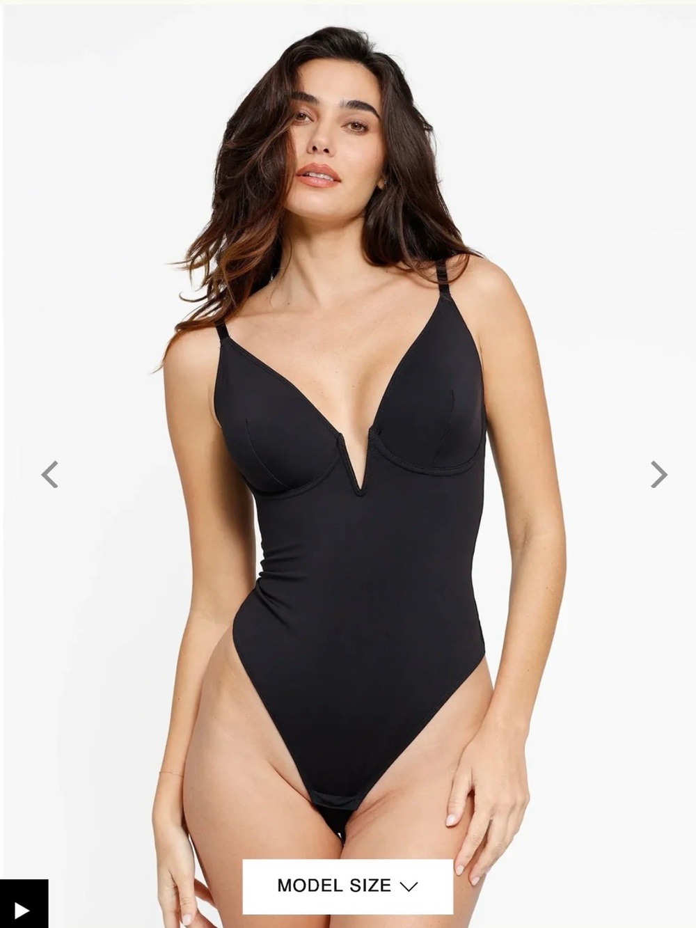 Popilush Deep V-Neck Low Back Sculpting Thong Bodysuit size XL